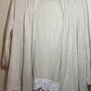 Cream Lace Trim Cardigan